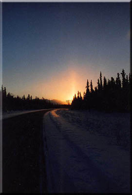 Winter in Alaska is spectacular sunsets.